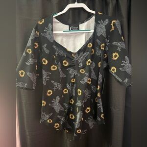 Midnight Hour Black Sunflower Raven Shirt